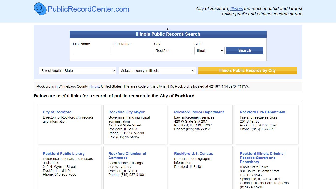 Rockford Illinois Public Records and Criminal Background Check
